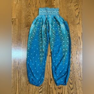 Teal Patterned Harem Pants from Thailand